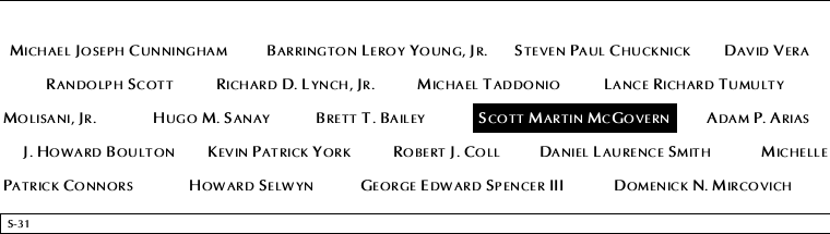 Panel S-31, South Pool, National September 11 Memorial