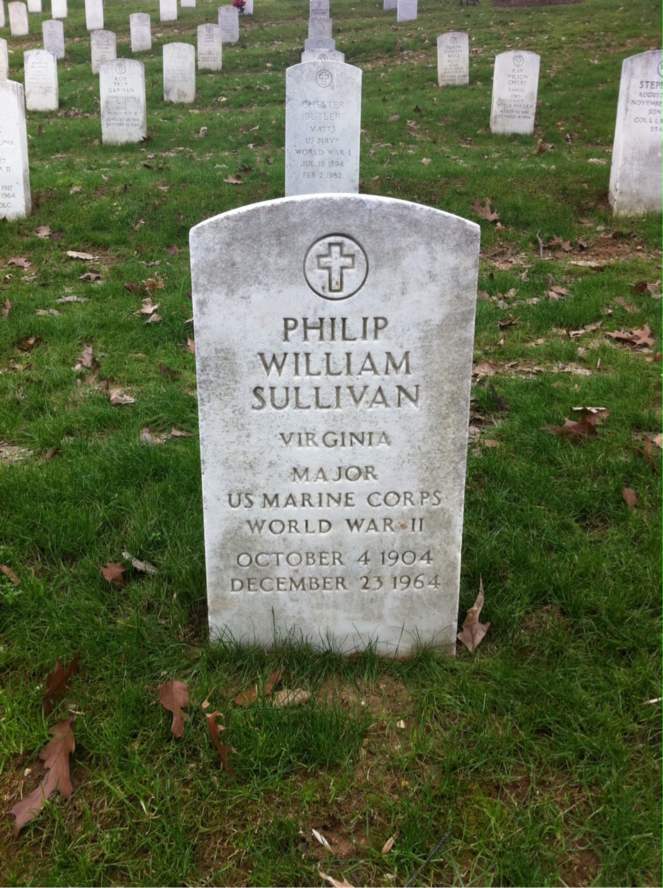 Headstone shared by 2 interments, including Philip W Sullivan