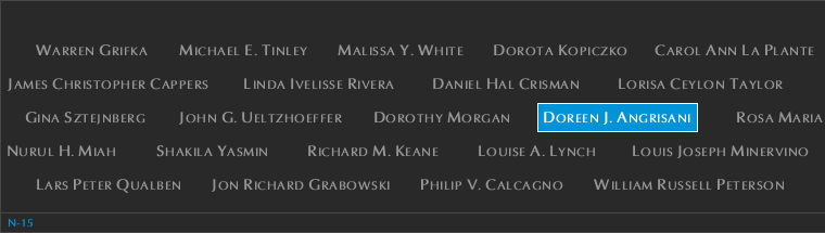 Panel N-15, North Pool, National September 11 Memorial