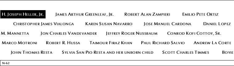 Panel N-62, North Pool, National September 11 Memorial