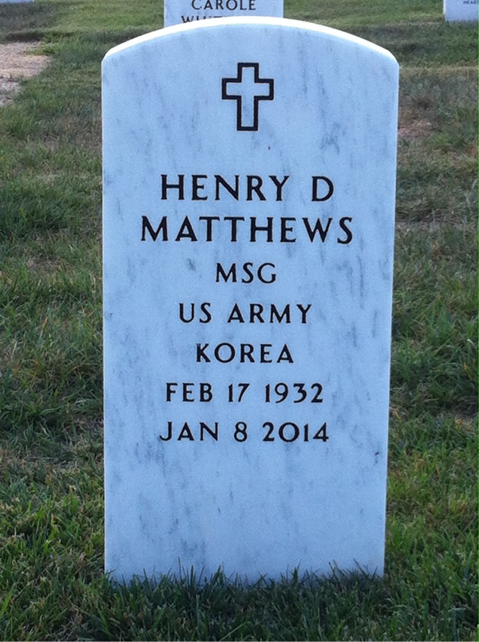 Headstone of Henry D Matthews