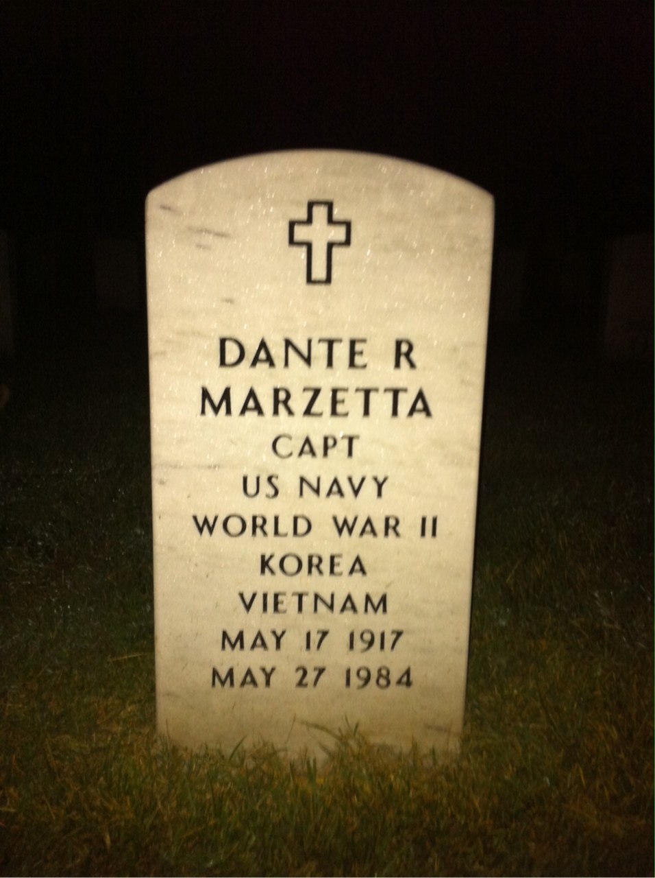 Headstone shared by 2 interments, including Dante R Marzetta