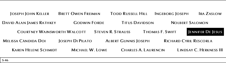Panel S-46, South Pool, National September 11 Memorial