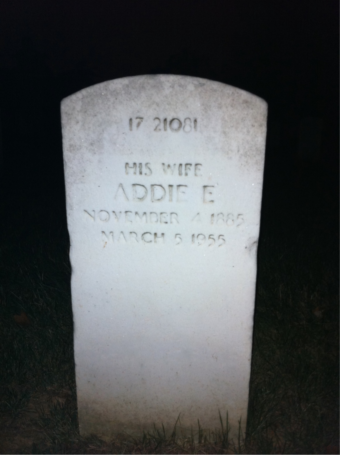 Headstone of Addie E Irish