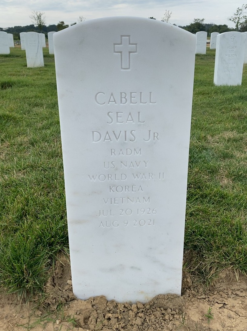 Headstone shared by 2 interments, including Cabell Seal Davis Jr.