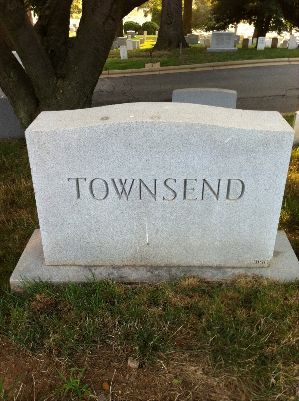 Headstone shared by 2 interments, including Virginia R Townsend