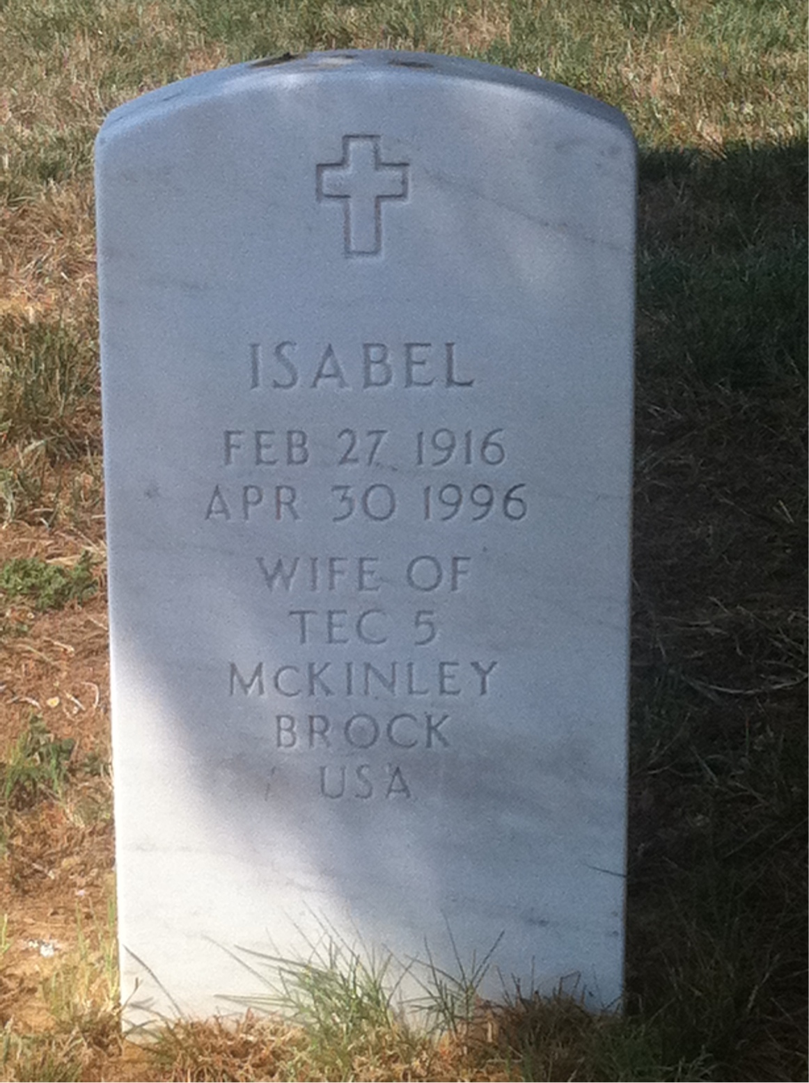 Headstone of Isabel Brock