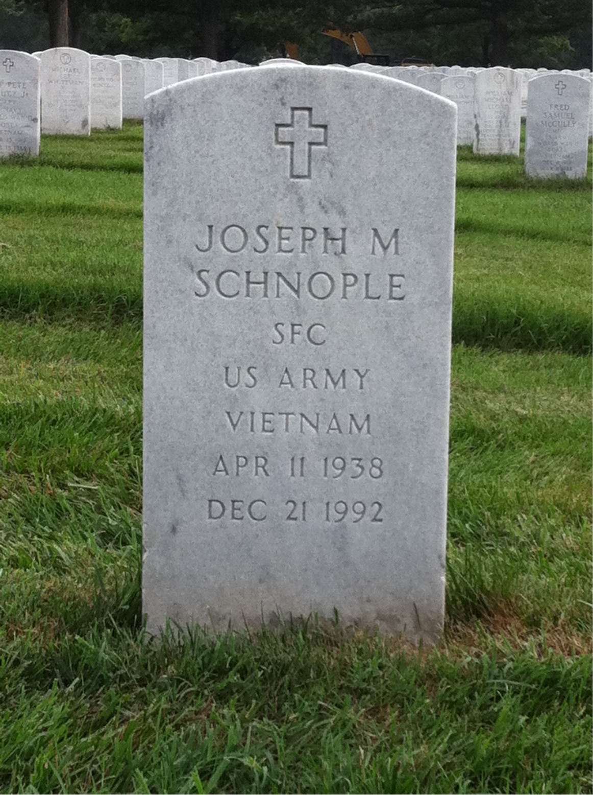 Headstone shared by 2 interments, including Joseph Michael Schnople