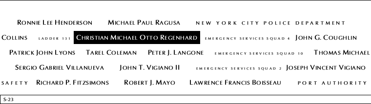 Panel S-23, South Pool, National September 11 Memorial