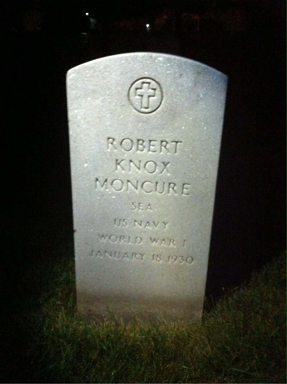 Headstone shared by 2 interments, including Robert Knox Moncure