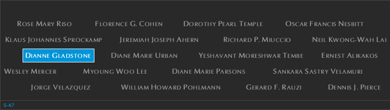 Panel S-47, South Pool, National September 11 Memorial