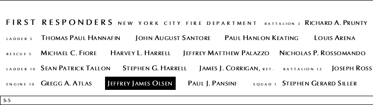Panel S-5, South Pool, National September 11 Memorial