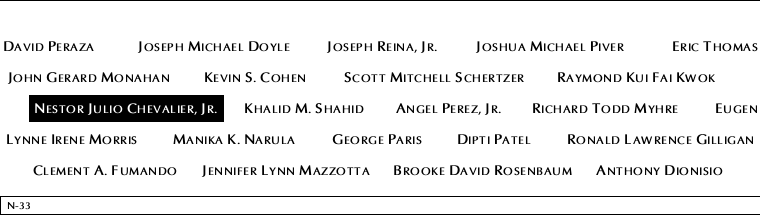 Panel N-33, North Pool, National September 11 Memorial