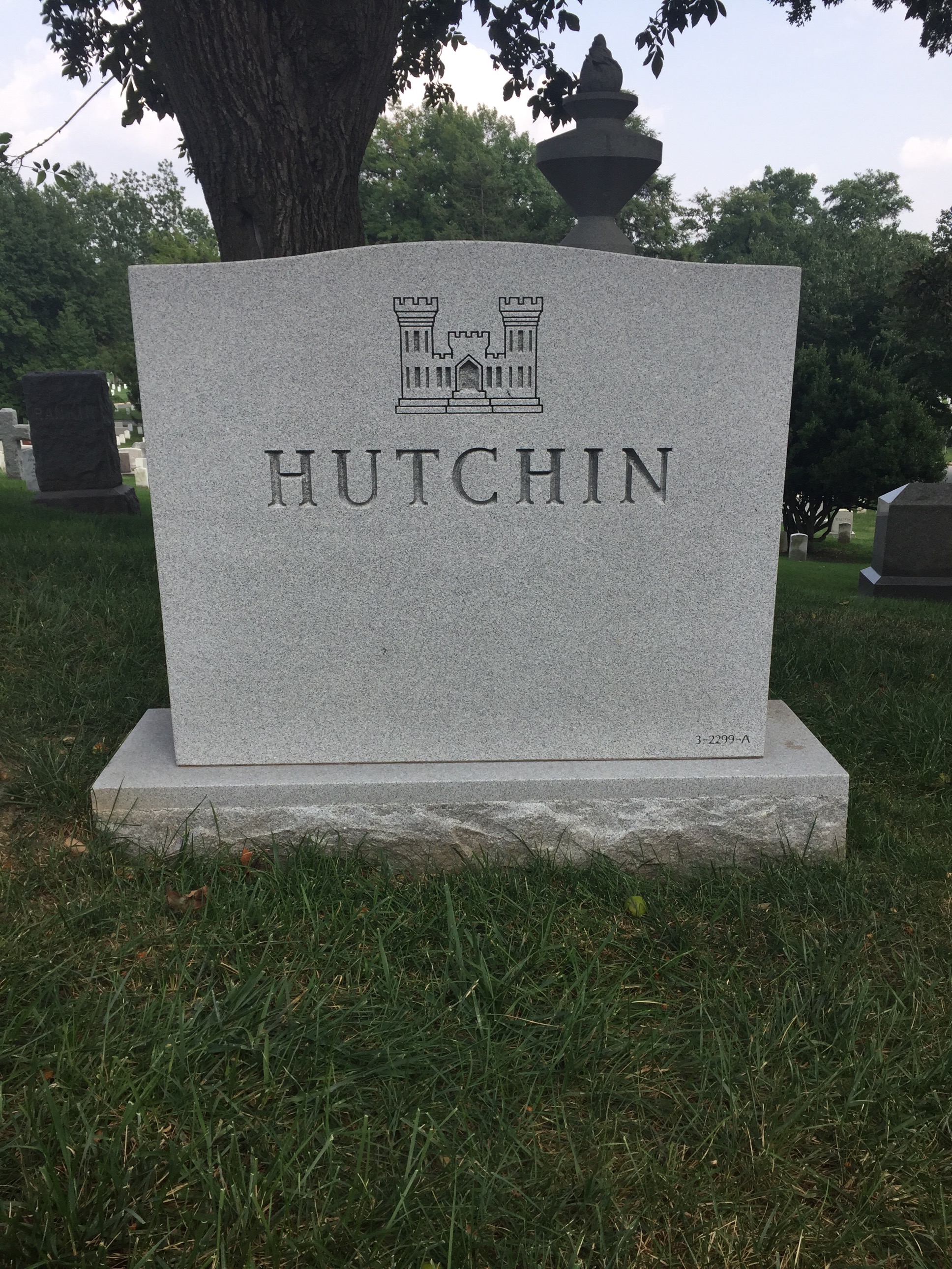 Headstone shared by 2 interments, including Walter James Hutchin