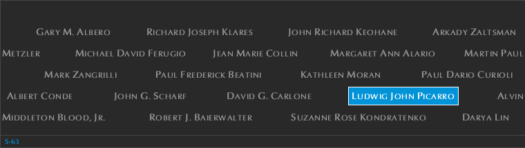 Panel S-63, South Pool, National September 11 Memorial