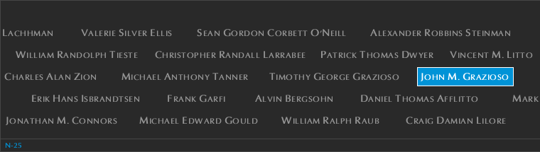 Panel N-25, North Pool, National September 11 Memorial
