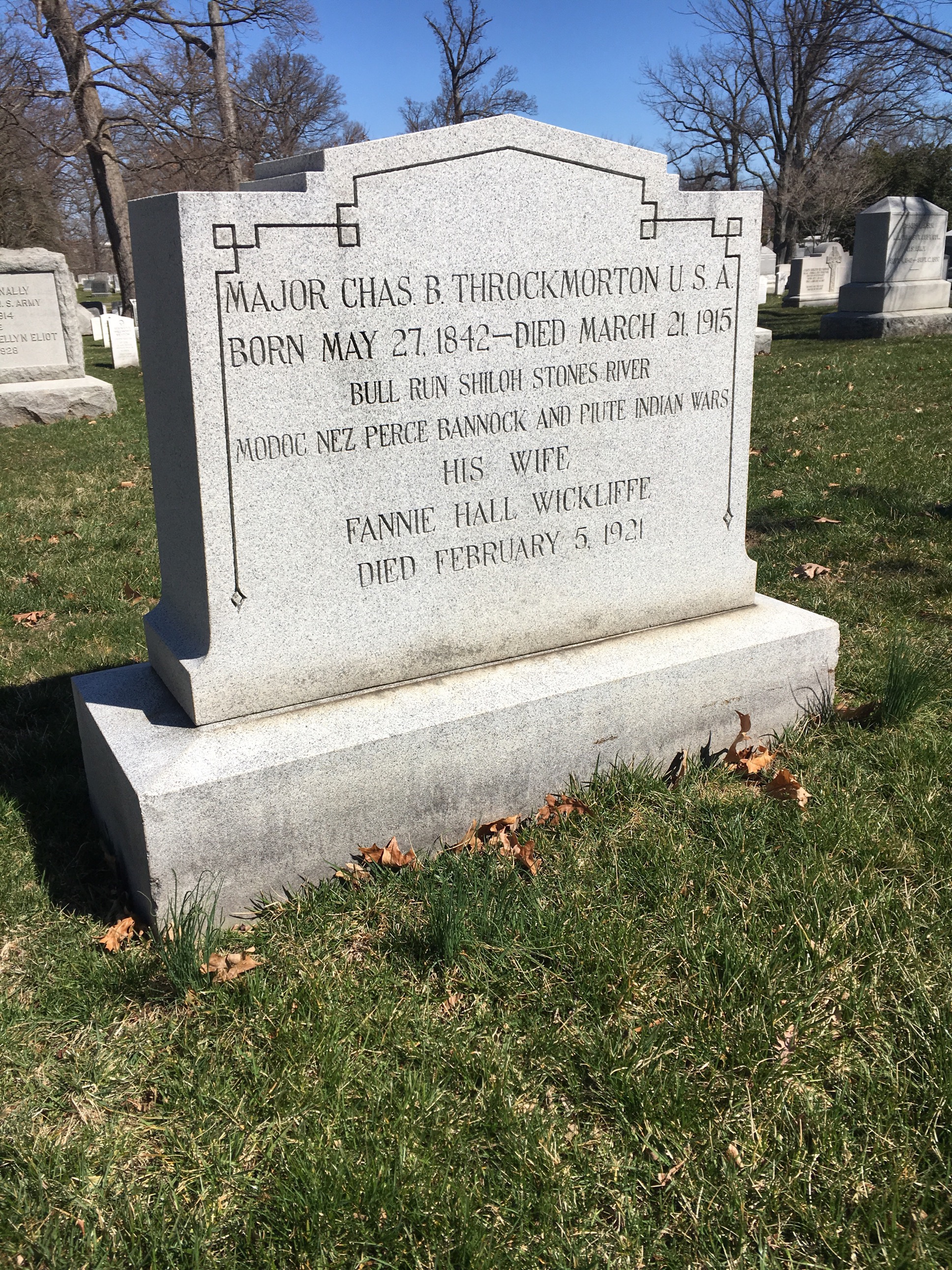 Headstone shared by 5 interments, including Charles Throckmorton