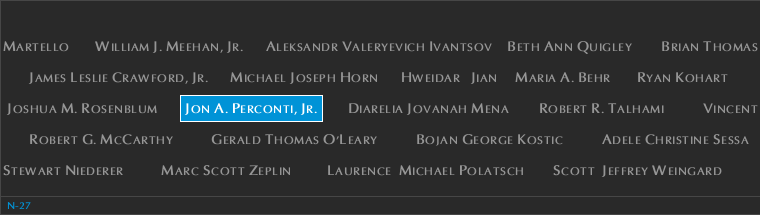 Panel N-27, North Pool, National September 11 Memorial
