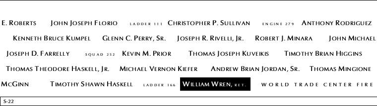 Panel S-22, South Pool, National September 11 Memorial