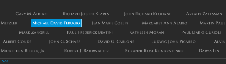Panel S-63, South Pool, National September 11 Memorial