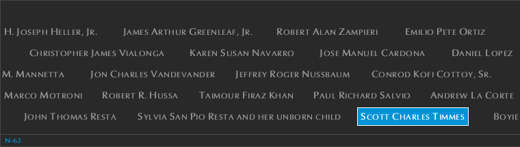 Panel N-62, North Pool, National September 11 Memorial