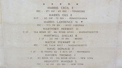 Headstone shared by 7 interments, including Herbert Holmer Hartford
