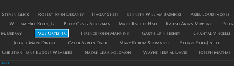 Panel N-21, North Pool, National September 11 Memorial