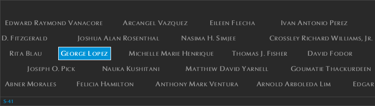 Panel S-41, South Pool, National September 11 Memorial