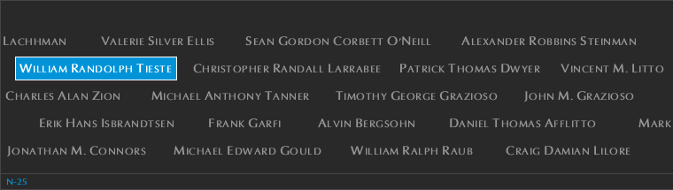 Panel N-25, North Pool, National September 11 Memorial