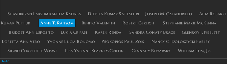 Panel N-18, North Pool, National September 11 Memorial