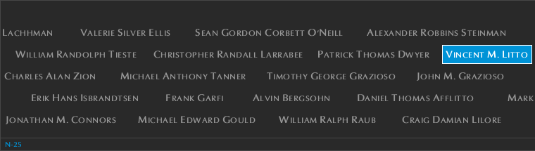 Panel N-25, North Pool, National September 11 Memorial