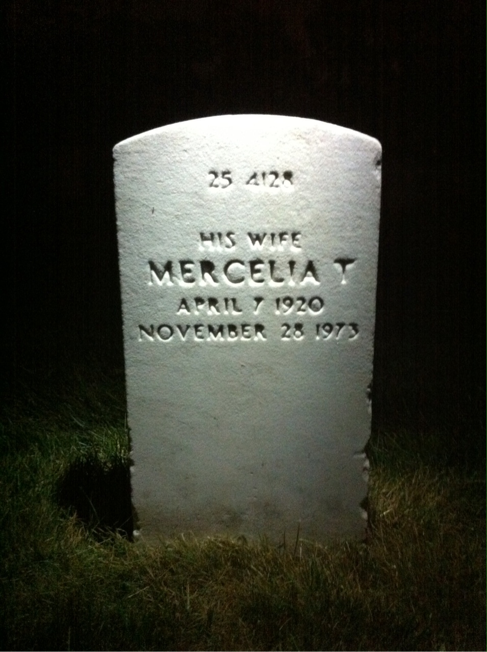 Headstone shared by 2 interments, including Mercelia Thompson Bradley