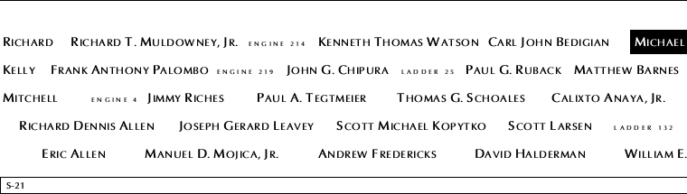Panel S-21, South Pool, National September 11 Memorial