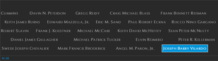 Panel N-28, North Pool, National September 11 Memorial