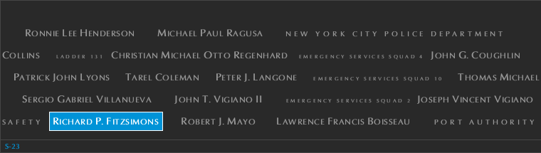 Panel S-23, South Pool, National September 11 Memorial