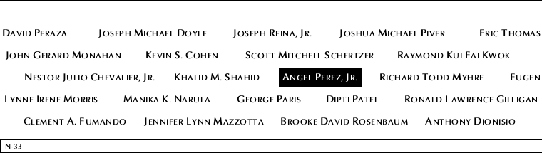 Panel N-33, North Pool, National September 11 Memorial