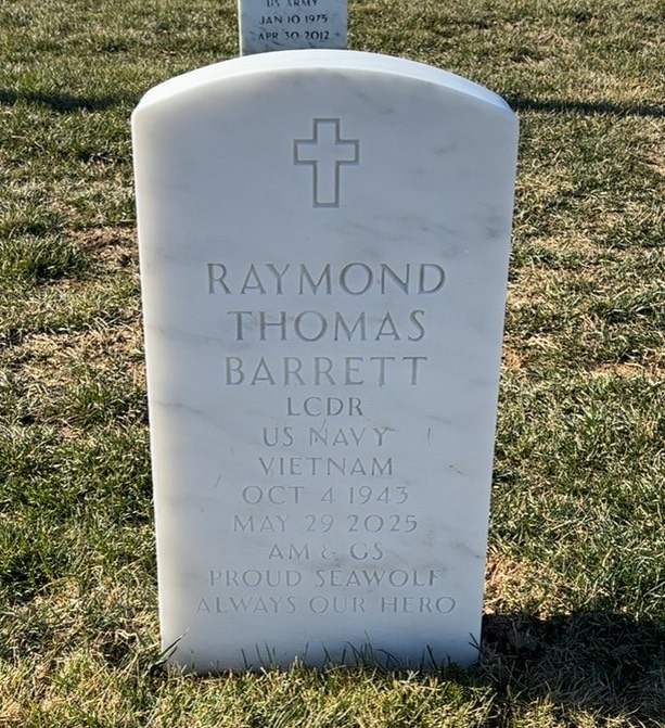 Headstone shared by 2 interments, including Raymond Thomas Barrett