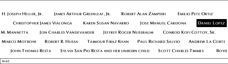 Panel N-62, North Pool, National September 11 Memorial