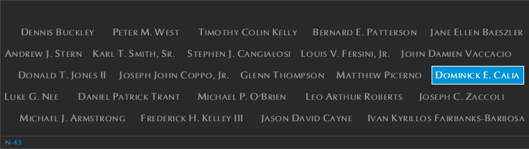 Panel N-43, North Pool, National September 11 Memorial