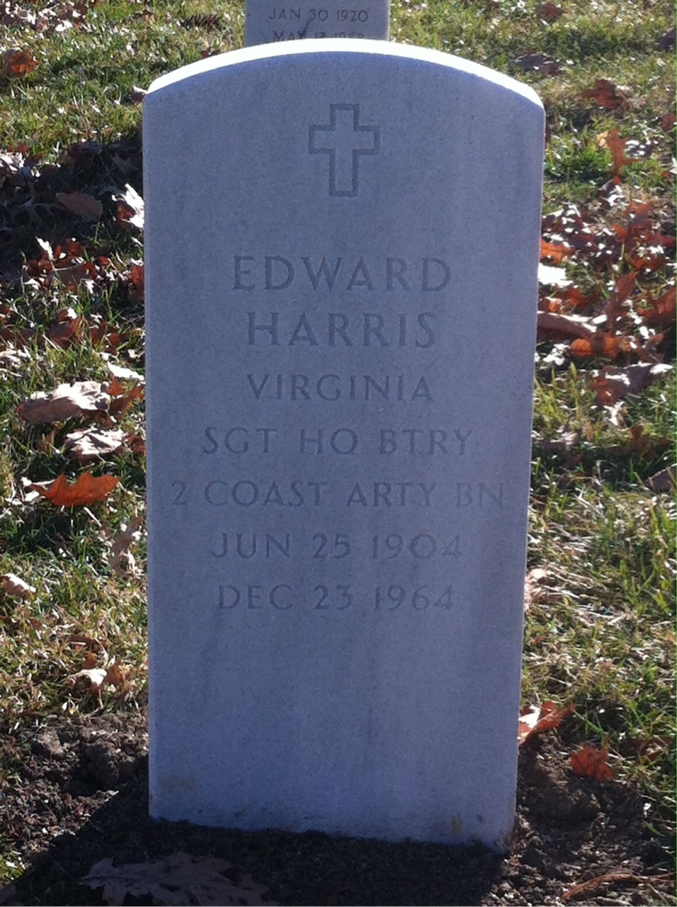 Headstone shared by 2 interments, including Edward Harris