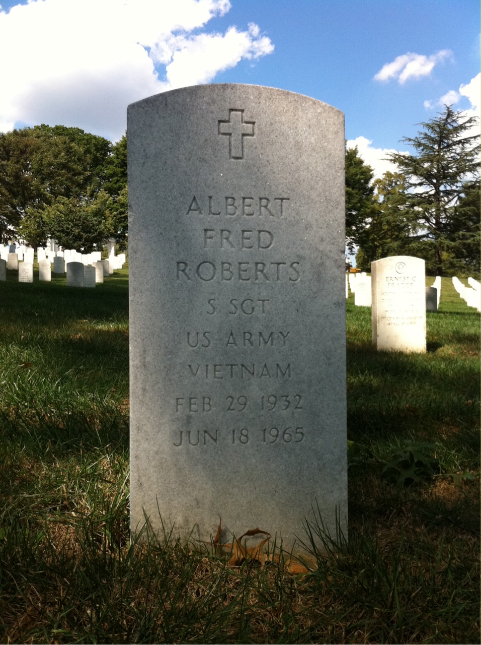 Headstone shared by 2 interments, including Albert Fred Roberts