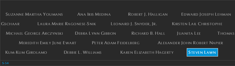 Panel S-54, South Pool, National September 11 Memorial