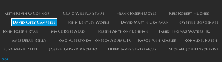 Panel S-34, South Pool, National September 11 Memorial