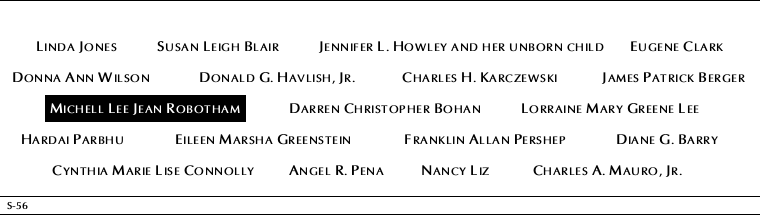 Panel S-56, South Pool, National September 11 Memorial