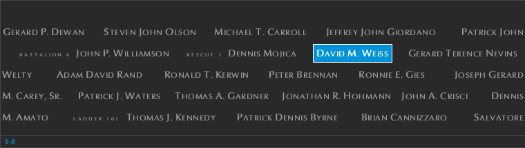 Panel S-8, South Pool, National September 11 Memorial