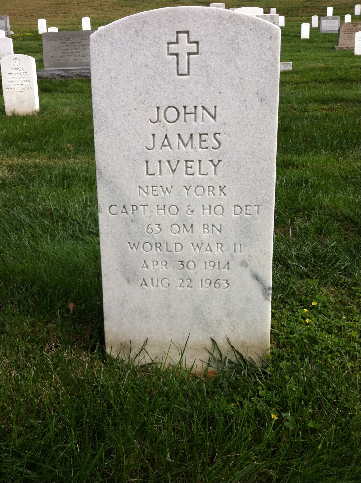 Headstone shared by 2 interments, including John James Lively