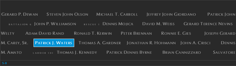 Panel S-8, South Pool, National September 11 Memorial