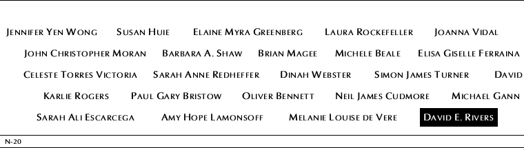 Panel N-20, North Pool, National September 11 Memorial
