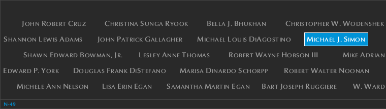 Panel N-49, North Pool, National September 11 Memorial