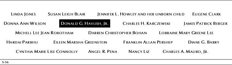 Panel S-56, South Pool, National September 11 Memorial